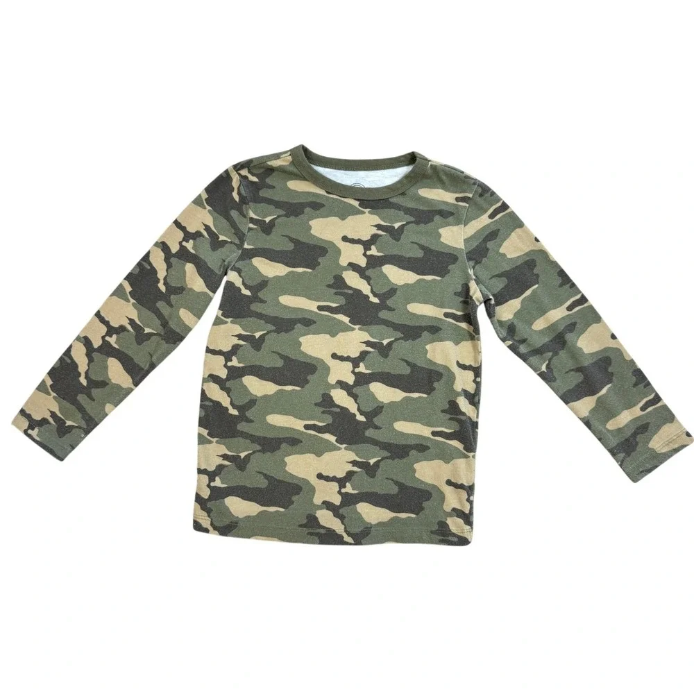 Wonder Nation Boys Camo Long Sleeve T-Shirt Green Camouflage Size S 6-7